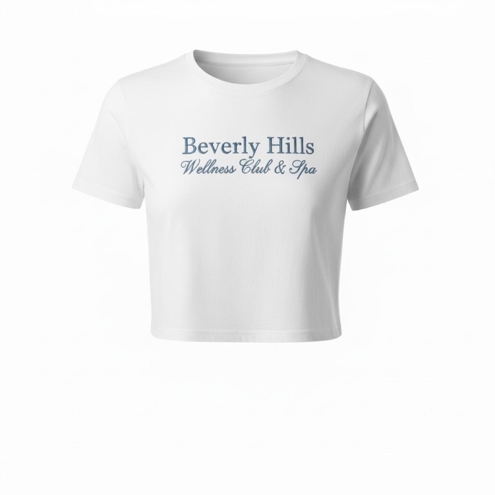 Beverly Hills White & Blue Crop Top